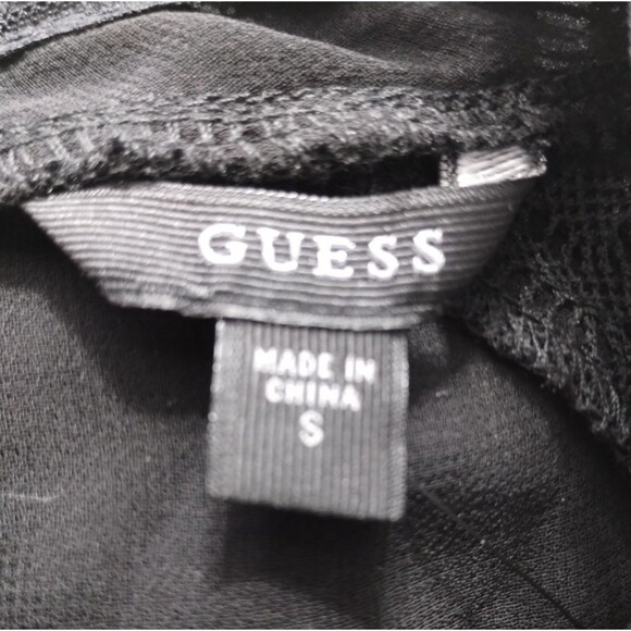 GUESS Top Women's S Black Chiffon Lace Cute Goth Victorian Dark Twee Neutral - Picture 4 of 12